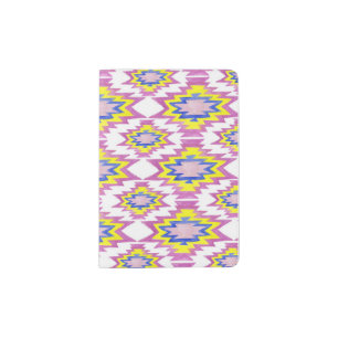 Geometric Watercolor Pattern Boho Yellow Pink Passport Holder