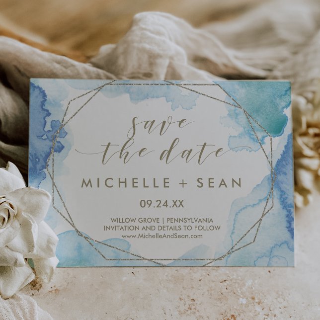Geometric Watercolor Save the Date Card (Creator Uploaded)