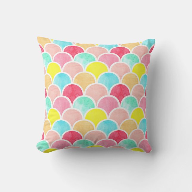geometric watercolor seamless pattern, scales of m throw pillow (Front)