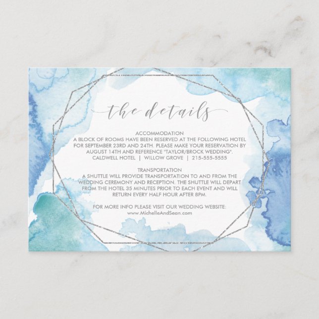 Geometric Watercolor Silver Details Insert Card (Front)