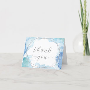 Geometric Watercolor Silver Wedding Thank You Card