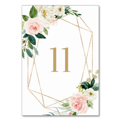 Geometric Watercolor Spring Blooms Table 11 Table Number