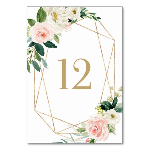 Geometric Watercolor Spring Blooms Table 12 Table Number