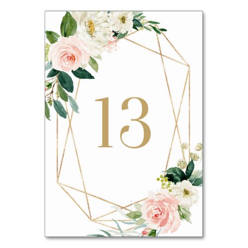Geometric Watercolor Spring Blooms Table 13 Table Number