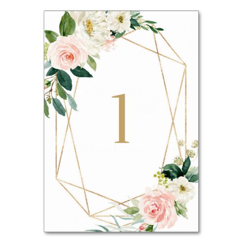 Geometric Watercolor Spring Blooms Table 1 Wedding Table Number