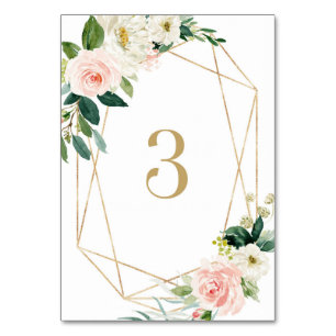 Geometric Watercolor Spring Blooms Table 3 Wedding Table Number