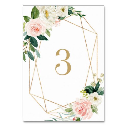 Geometric Watercolor Spring Blooms Table 3 Wedding Table Number
