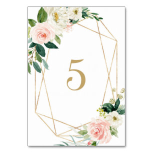 Geometric Watercolor Spring Blooms Table 5 Wedding Number