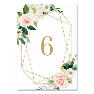 Geometric Watercolor Spring Blooms Table 6 Wedding Number