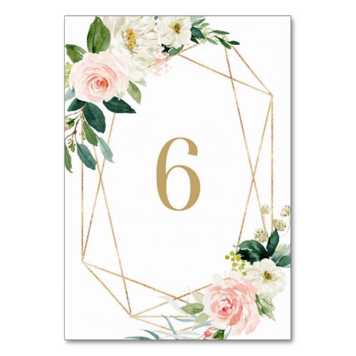 Geometric Watercolor Spring Blooms Table 6 Wedding Table Number