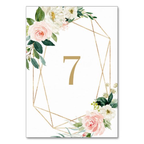 Geometric Watercolor Spring Blooms Table 7 Wedding Table Number