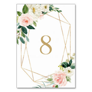 Geometric Watercolor Spring Blooms Table 8 Wedding Number