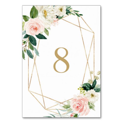 Geometric Watercolor Spring Blooms Table 8 Wedding Table Number
