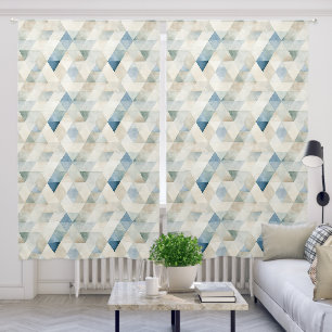 Geometric Watercolor Tranquil Beach Color Blackout Curtains