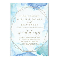 Geometric Watercolor Wedding Invitation