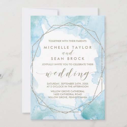 Geometric Watercolor Wedding Invitation