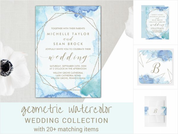 Geometric Watercolor Wedding Invitation Collection