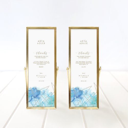 Geometric Watercolor Wedding Photobooth Place Card
