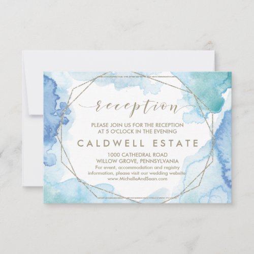 Geometric Watercolor Wedding Reception Card