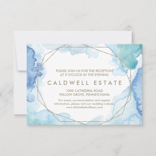 Geometric Watercolor Wedding Reception Card