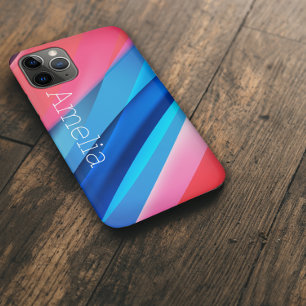 Geometric wave coral blue iPhone 11 pro case