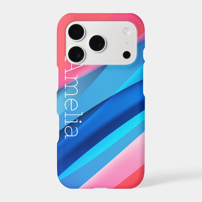 Geometric wave coral blue iphone case (Back)