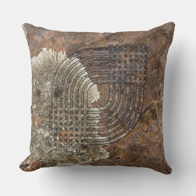 Geometric Weave Rock Art Throw Pillow (Front)