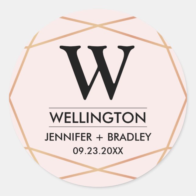 Geometric Wedding Favor Sticker | Custom Color (Front)