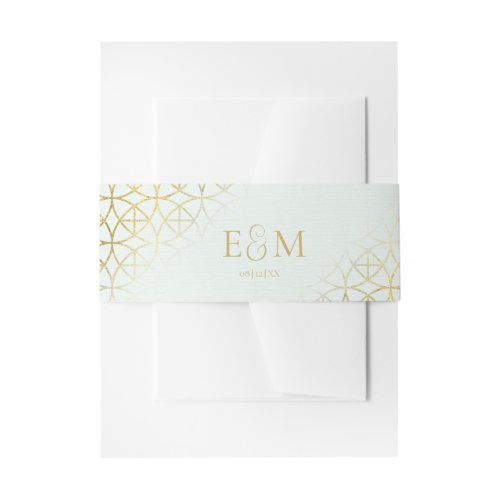 Geometric Wedding GoldMint ID477 Invitation Belly Band