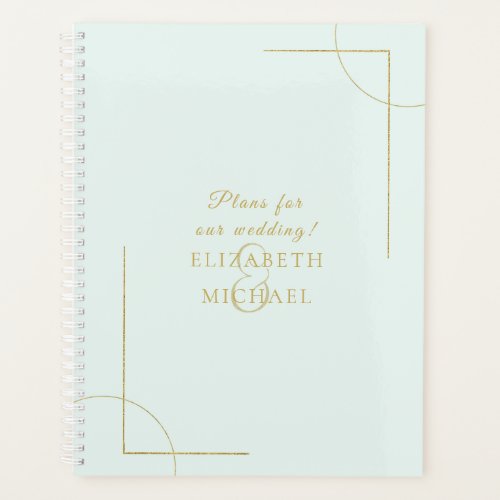 Geometric Wedding Gold on Mint Green ID477 Planner