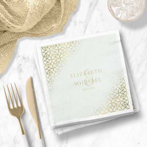 Geometric Wedding Party Supplies GoldMint ID477 Paper Napkins