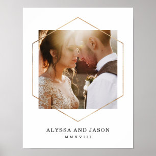 Geometric   Wedding Photo and Roman Numeral Date Poster