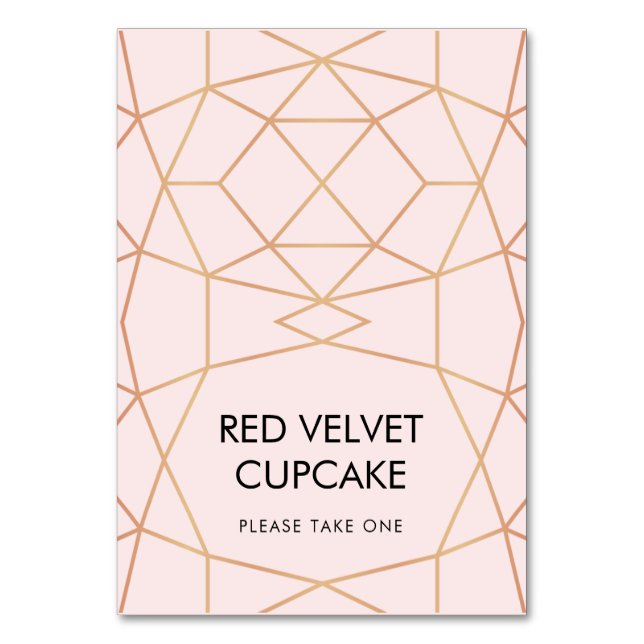 Geometric Wedding Tent Food Label | Custom Color Table Number (Front)