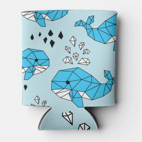Geometric Whale Cute Seamless Pattern Can Cooler