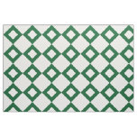 Geometric White and Green Diamond Pattern Fabric