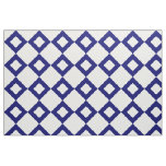 Geometric White and Navy Diamond Pattern Fabric