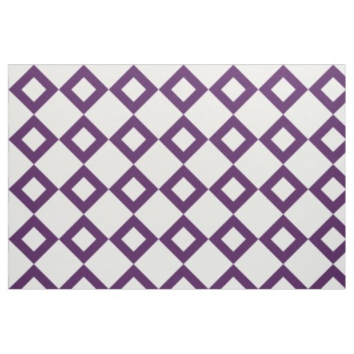 Geometric White and Purple Diamond Pattern Fabric