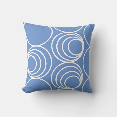 Geometric White Circle Soft Blue Modern Abstract Throw Pillow