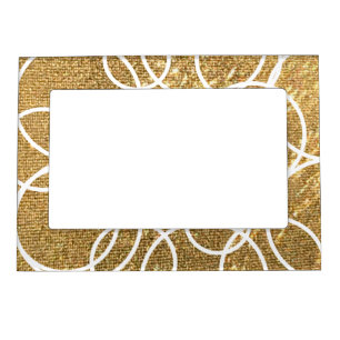Geometric White Circles Gold Glitter Modern Magnetic Frame