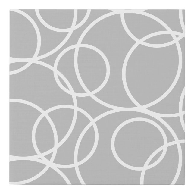 Geometric White Circles Gray Modern Abstract Faux Canvas Print (Front)