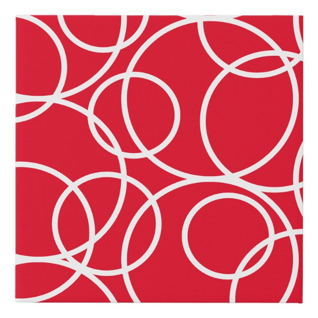 Geometric White Circles Red Modern Abstract Faux Canvas Print (Front)