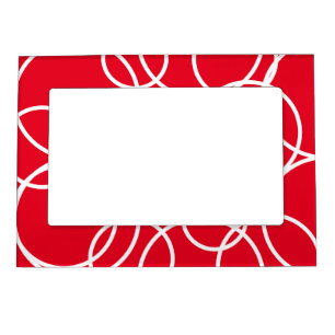 Geometric White Circles Red Modern Abstract Magnetic Frame