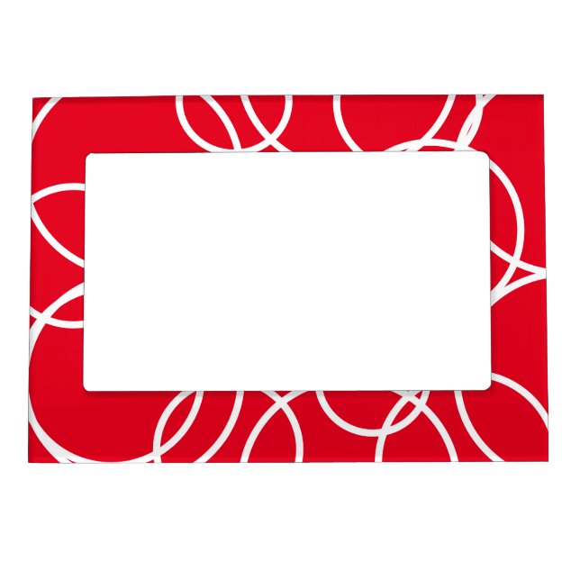 Geometric White Circles Red Modern Abstract Magnetic Frame (Front)