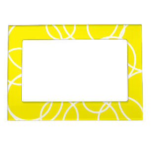 Geometric White Circles Yellow Modern Abstract Magnetic Frame