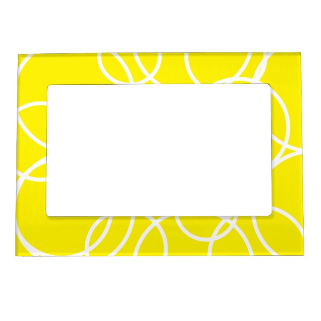 Geometric White Circles Yellow Modern Abstract Magnetic Frame (Front)