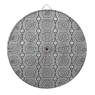 Geometric White Diamonds Glitter Black Background Dart Board