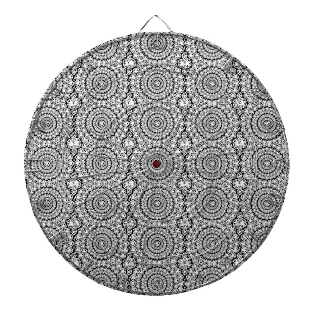 Geometric White Diamonds Glitter Black Background Dart Board (Front)