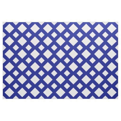 Geometric White Diamonds on Dark Blue Fabric