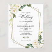 Geometric White Floral Budget Wedding Invitation (Front)