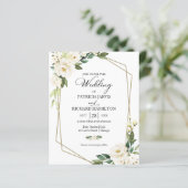 Geometric White Floral Budget Wedding Invitation (Standing Front)